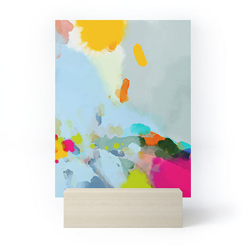 lunetricotee pink hill with sun ray Mini Art Print
