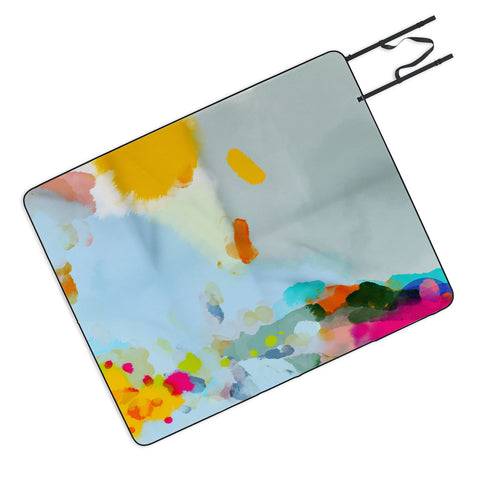 lunetricotee pink hill with sun ray Picnic Blanket