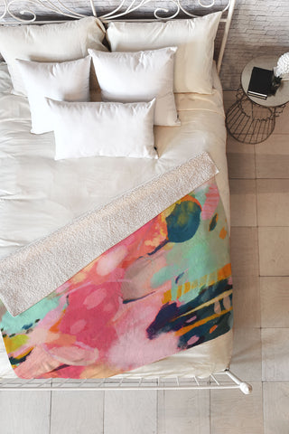 lunetricotee spring moon earth garden Fleece Throw Blanket