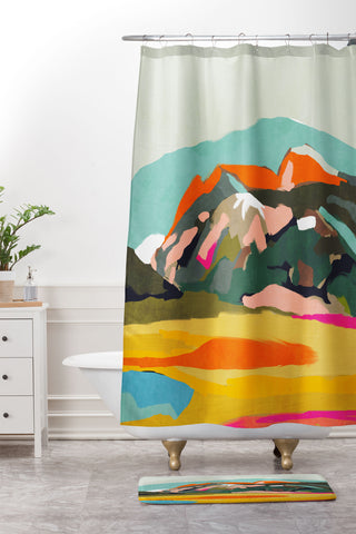 lunetricotee wanderlust abstract Shower Curtain And Mat
