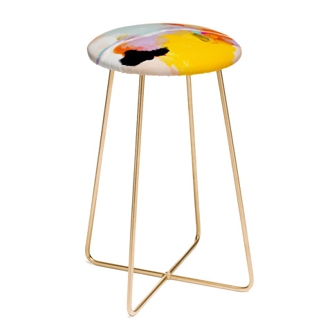 lunetricotee yellow blush abstract Counter Stool