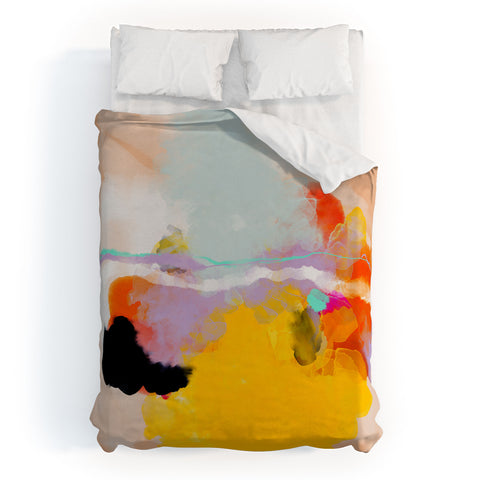 lunetricotee yellow blush abstract Duvet Cover