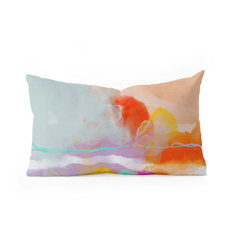 lunetricotee yellow blush abstract Oblong Throw Pillow