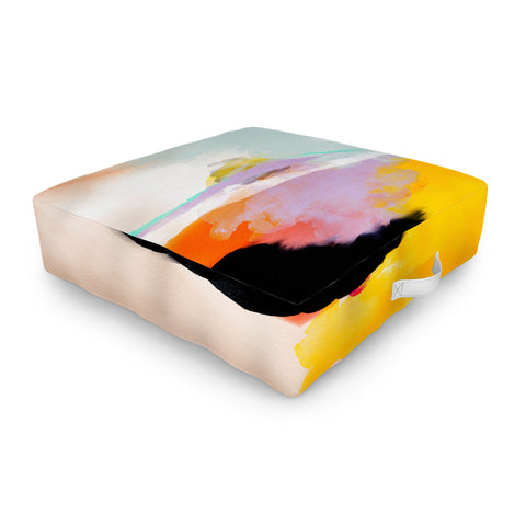 lunetricotee yellow blush abstract Outdoor Floor Cushion