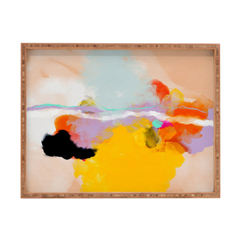 lunetricotee yellow blush abstract Rectangular Tray