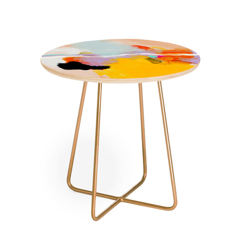 lunetricotee yellow blush abstract Round Side Table
