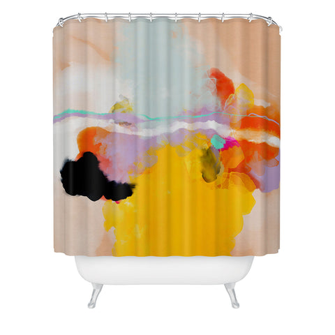 lunetricotee yellow blush abstract Shower Curtain