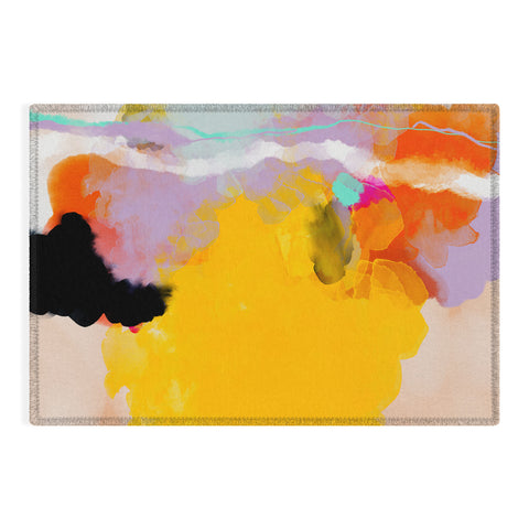 lunetricotee yellow blush abstract Outdoor Rug