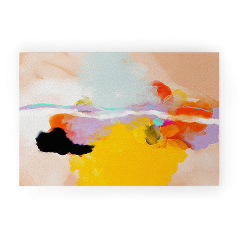 lunetricotee yellow blush abstract Welcome Mat
