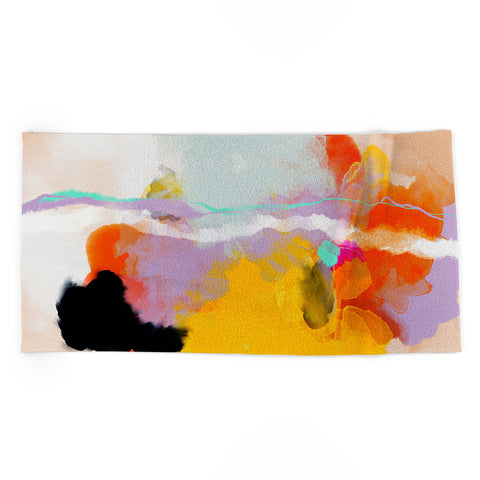 lunetricotee yellow blush abstract Beach Towel