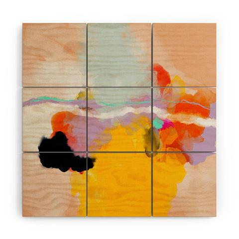 lunetricotee yellow blush abstract Wood Wall Mural