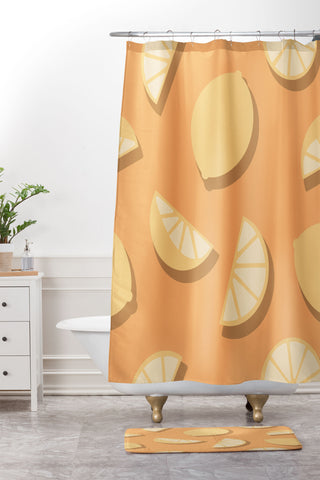 Lyman Creative Co Lemon Orange Shower Curtain And Mat