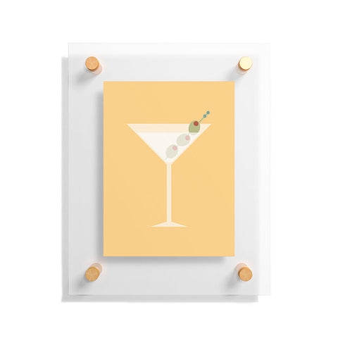 Lyman Creative Co Martini with Olives on Yellow Floating Acrylic Print