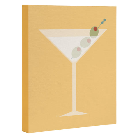 Lyman Creative Co Martini with Olives on Yellow Art Canvas
