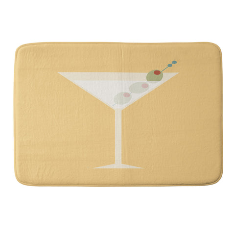 Lyman Creative Co Martini with Olives on Yellow Memory Foam Bath Mat