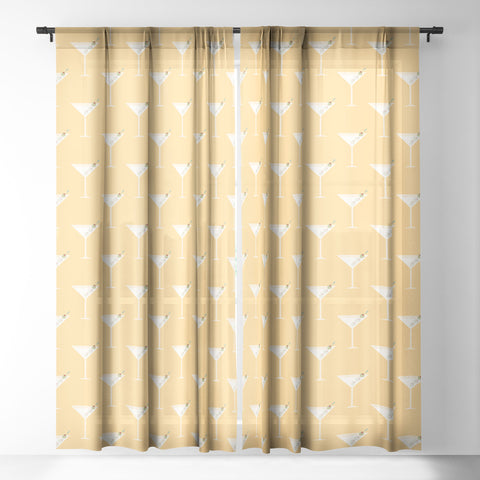 Lyman Creative Co Martini with Olives on Yellow Sheer Window Curtain