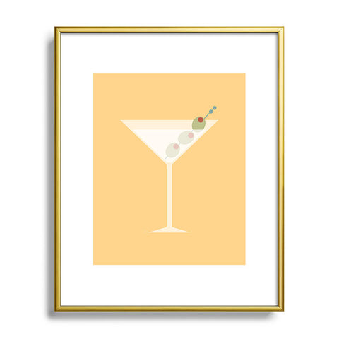 Lyman Creative Co Martini with Olives on Yellow Metal Framed Art Print