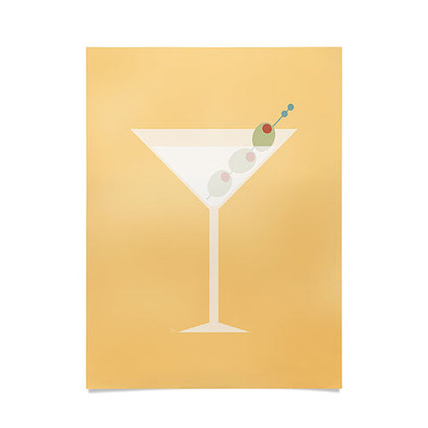 Lyman Creative Co Martini with Olives on Yellow Poster
