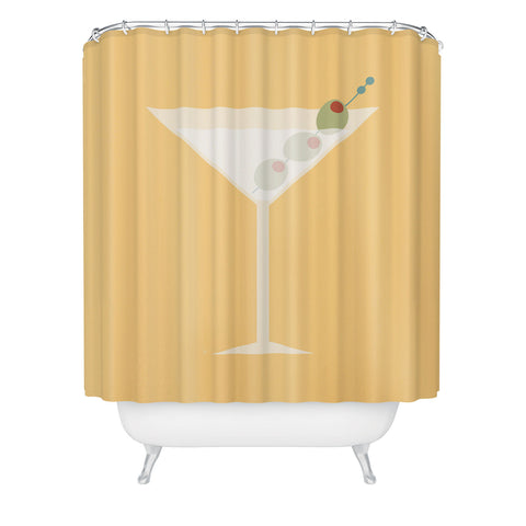 Lyman Creative Co Martini with Olives on Yellow Shower Curtain