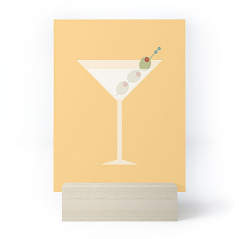 Lyman Creative Co Martini with Olives on Yellow Mini Art Print