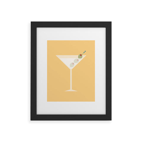Lyman Creative Co Martini with Olives on Yellow Framed Art Print