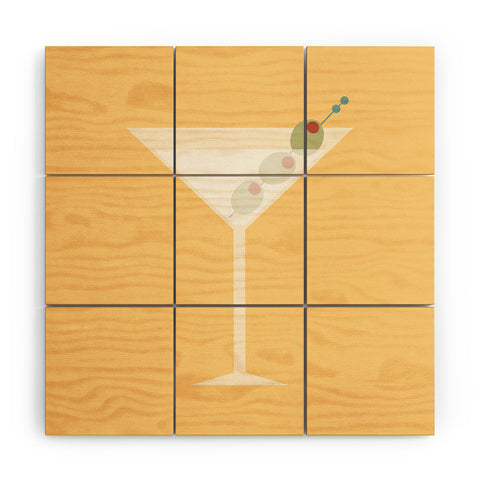 Lyman Creative Co Martini with Olives on Yellow Wood Wall Mural