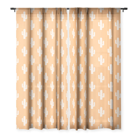 Lyman Creative Co Orange Cactus Sheer Window Curtain