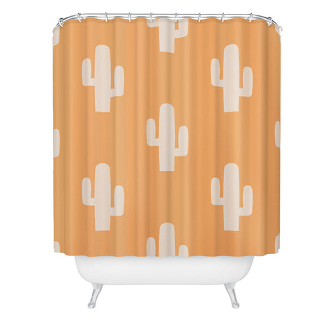 Lyman Creative Co Orange Cactus Shower Curtain