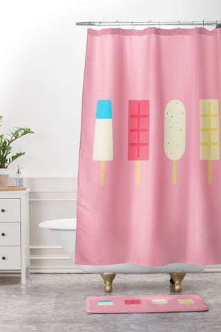 Lyman Creative Co Pink Paletas Shower Curtain And Mat