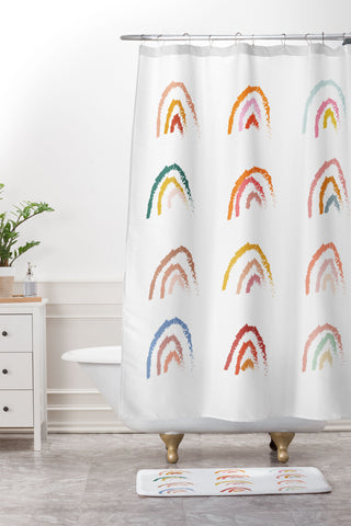 Lyman Creative Co Rainbows Pastel Shower Curtain And Mat