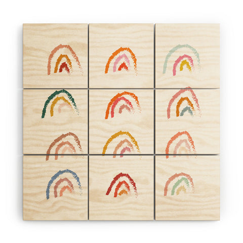 Lyman Creative Co Rainbows Pastel Wood Wall Mural