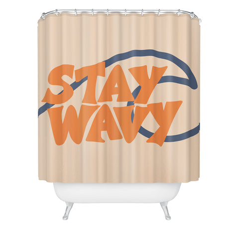 Lyman Creative Co Stay Wavy Surf Type Shower Curtain