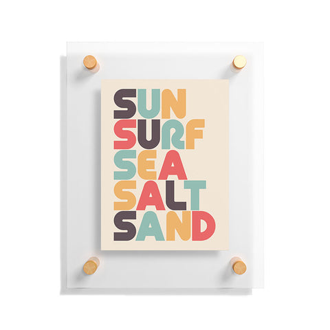 Lyman Creative Co Sun Surf Sea Salt Sand Typography Floating Acrylic Print