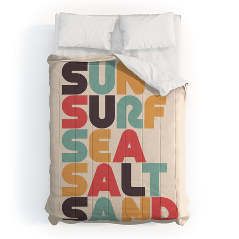 Lyman Creative Co Sun Surf Sea Salt Sand Typography Comforter
