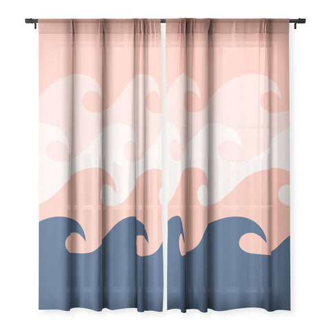 Lyman Creative Co Sunset Ocean Waves Sheer Non Repeat