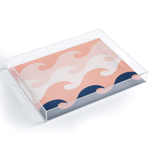 Lyman Creative Co Sunset Ocean Waves Acrylic Tray