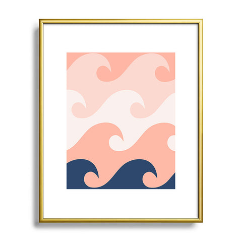Lyman Creative Co Sunset Ocean Waves Metal Framed Art Print
