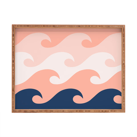 Lyman Creative Co Sunset Ocean Waves Rectangular Tray