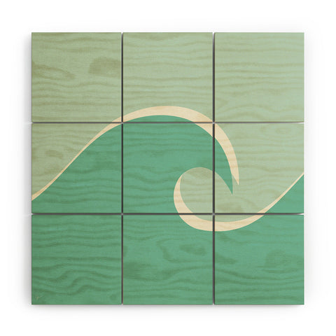 Lyman Creative Co Vintage Teal Wave Wood Wall Mural