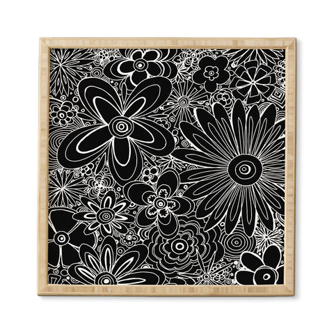 Madart Inc. All Over Flowers Black 1 Framed Wall Art