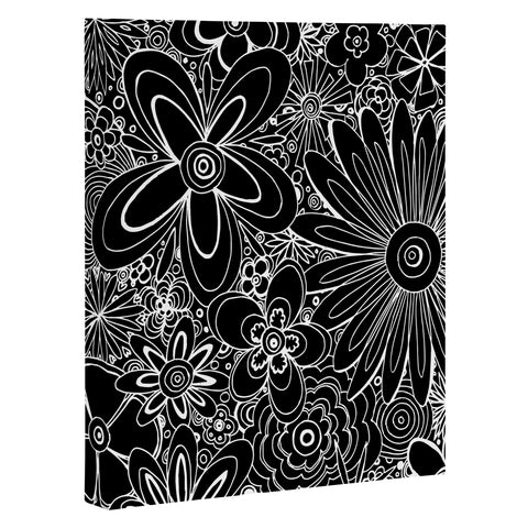 Madart Inc. All Over Flowers Black 1 Art Canvas