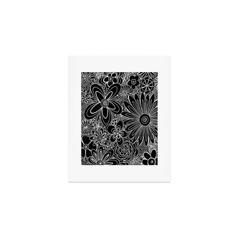 Madart Inc. All Over Flowers Black 1 Art Print