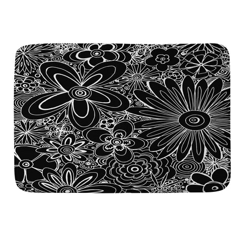 Madart Inc. All Over Flowers Black 1 Memory Foam Bath Mat