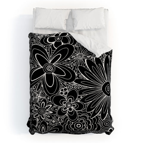 Madart Inc. All Over Flowers Black 1 Comforter