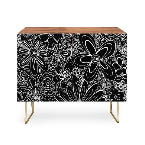 Madart Inc. All Over Flowers Black 1 Credenza