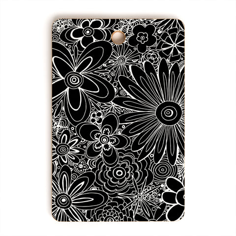 Madart Inc. All Over Flowers Black 1 Cutting Board Rectangle