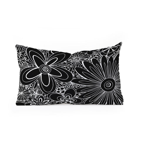 Madart Inc. All Over Flowers Black 1 Oblong Throw Pillow
