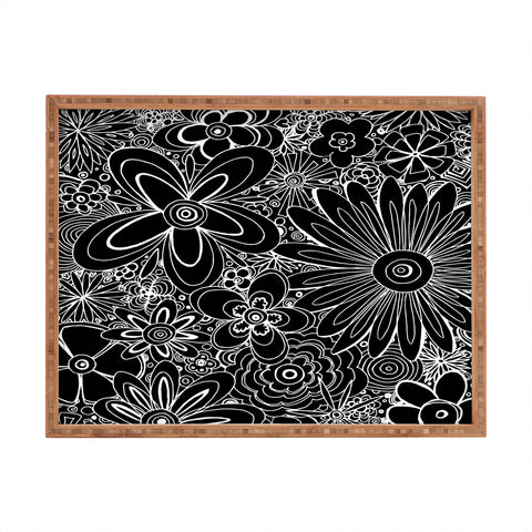 Madart Inc. All Over Flowers Black 1 Rectangular Tray