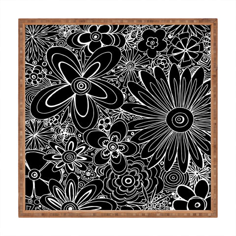 Madart Inc. All Over Flowers Black 1 Square Tray