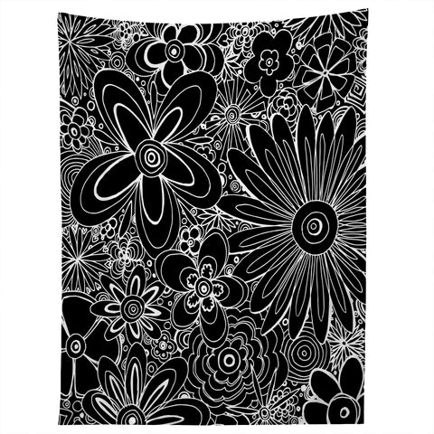 Madart Inc. All Over Flowers Black 1 Tapestry